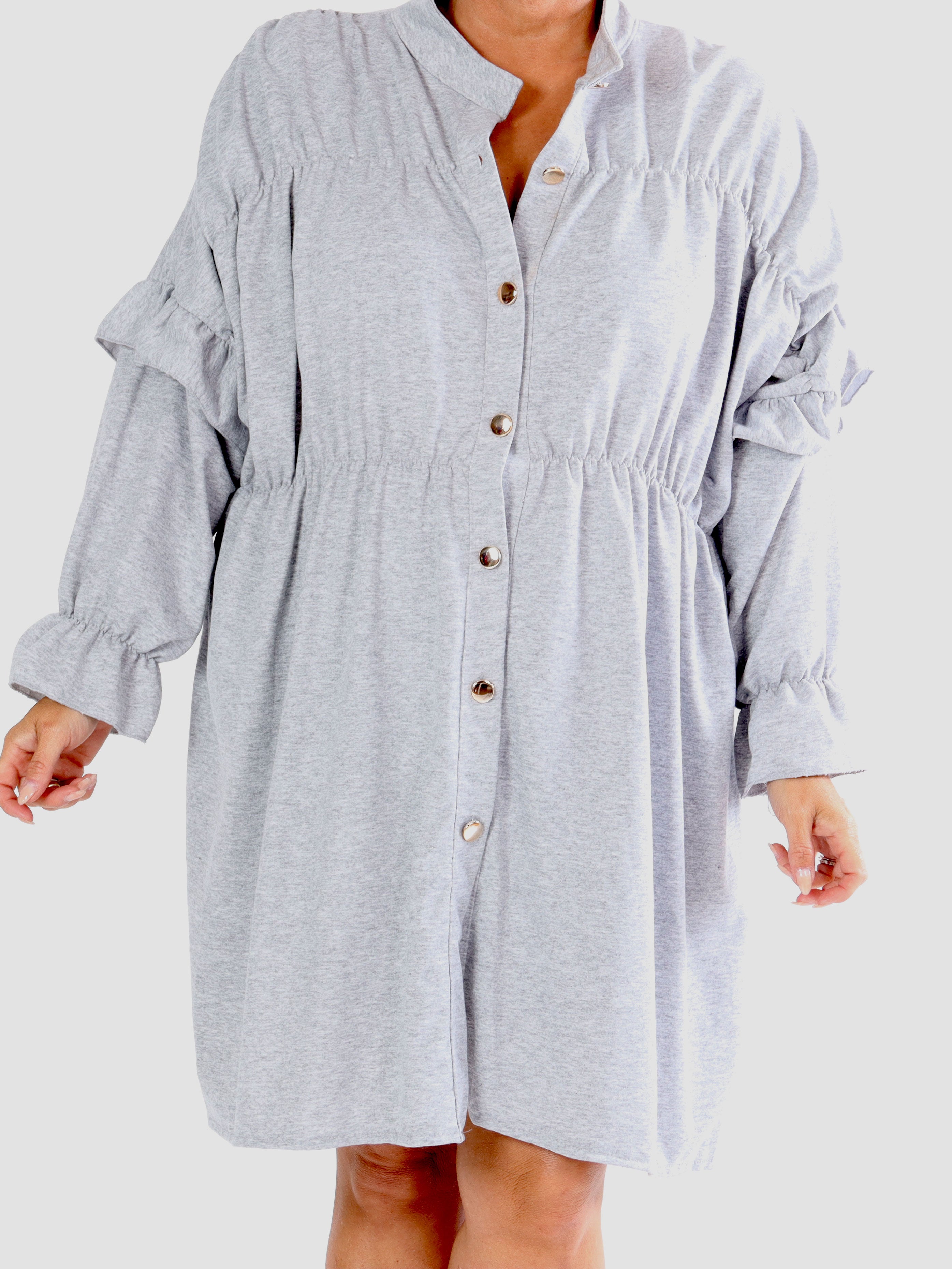 Monica Jersey - Plus size hverdags joggingkjole med flæser